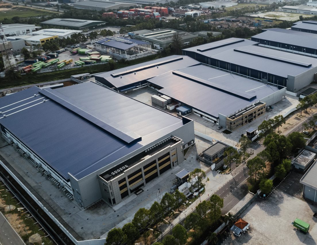Aerial view of the completed factory blocks at Pasir Gudang
