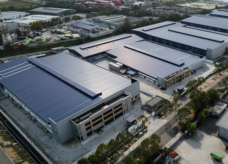 Aerial view of the completed factory blocks at Pasir Gudang
